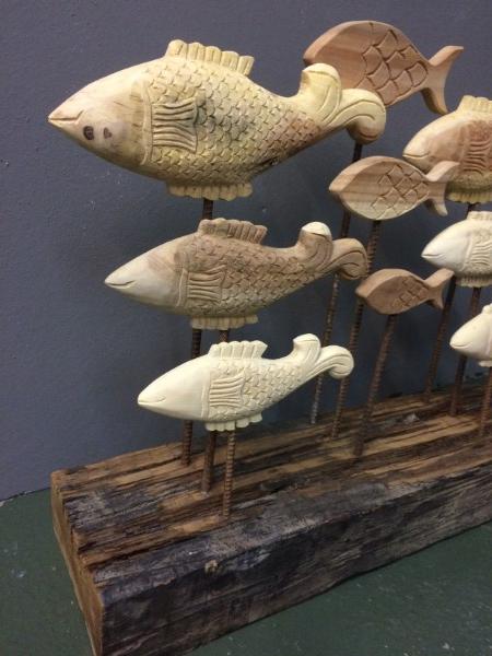 volwassene Infrarood vertegenwoordiger Houten vissen op voet - Houten decoratie - Woon-accessoires - Het Woonhuis  de Rieze